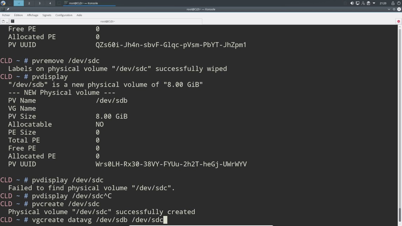 Quelques explications et manipulations avec LVM sous Linux