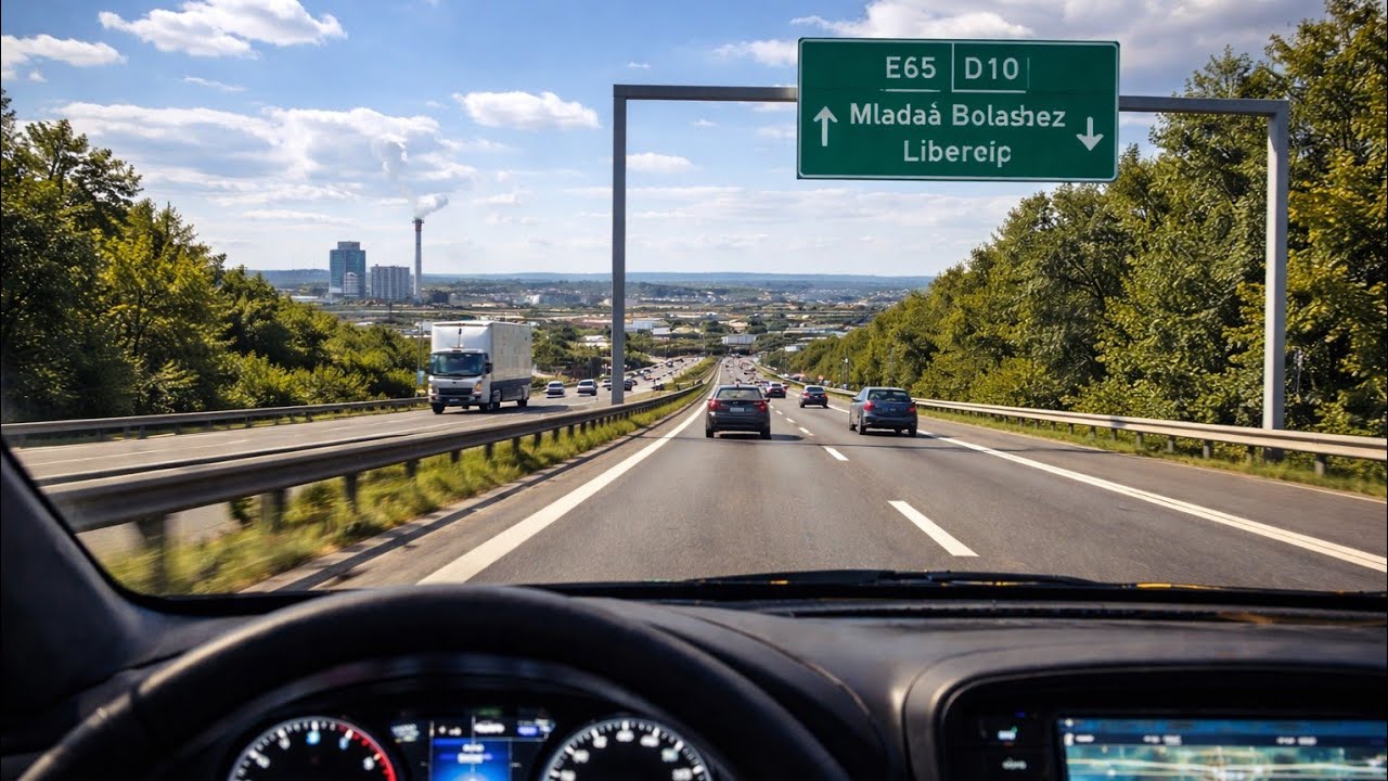 🚗 Praha → Mladá Boleslav | Klidná jízda autem | 4K | Bez komentáře