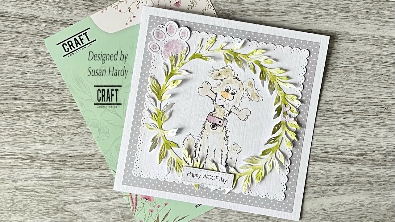 Простая… Милая открытка с щенком на день рождения… #Craftaddictionuk #Купон Susan 5