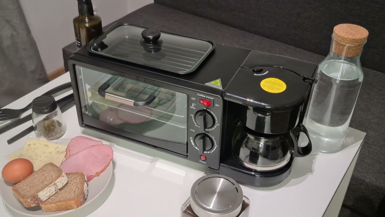 3-in-1 Breakfast Maker | Coffee Maker, Toaster Oven & Grill in One Compact Appliance | SKU 2195