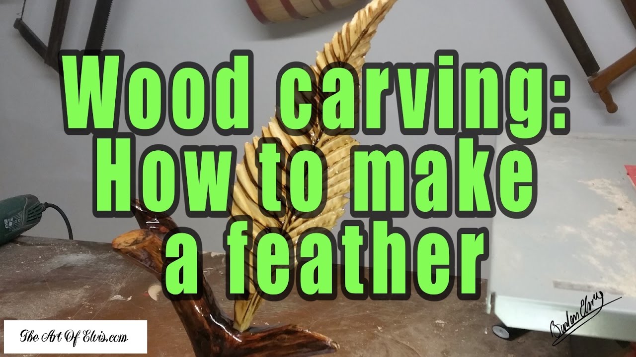 Wood carving :Carving a feather using power tools: