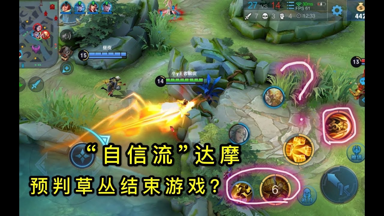 王者荣耀：“自信流”达摩：无视野预判草丛团灭对面？花木兰有很多小问号