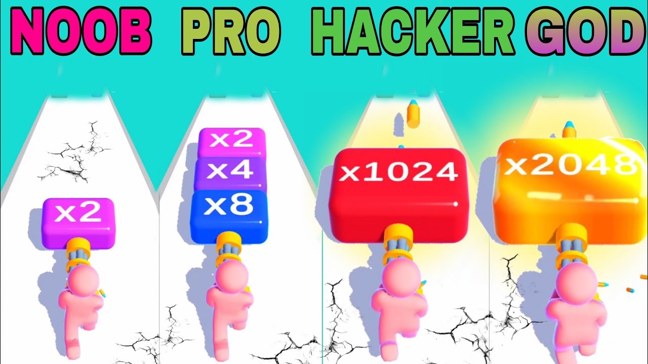 NOOB VS PRO VS HACKER VS GOD in Stack Gun 2048!