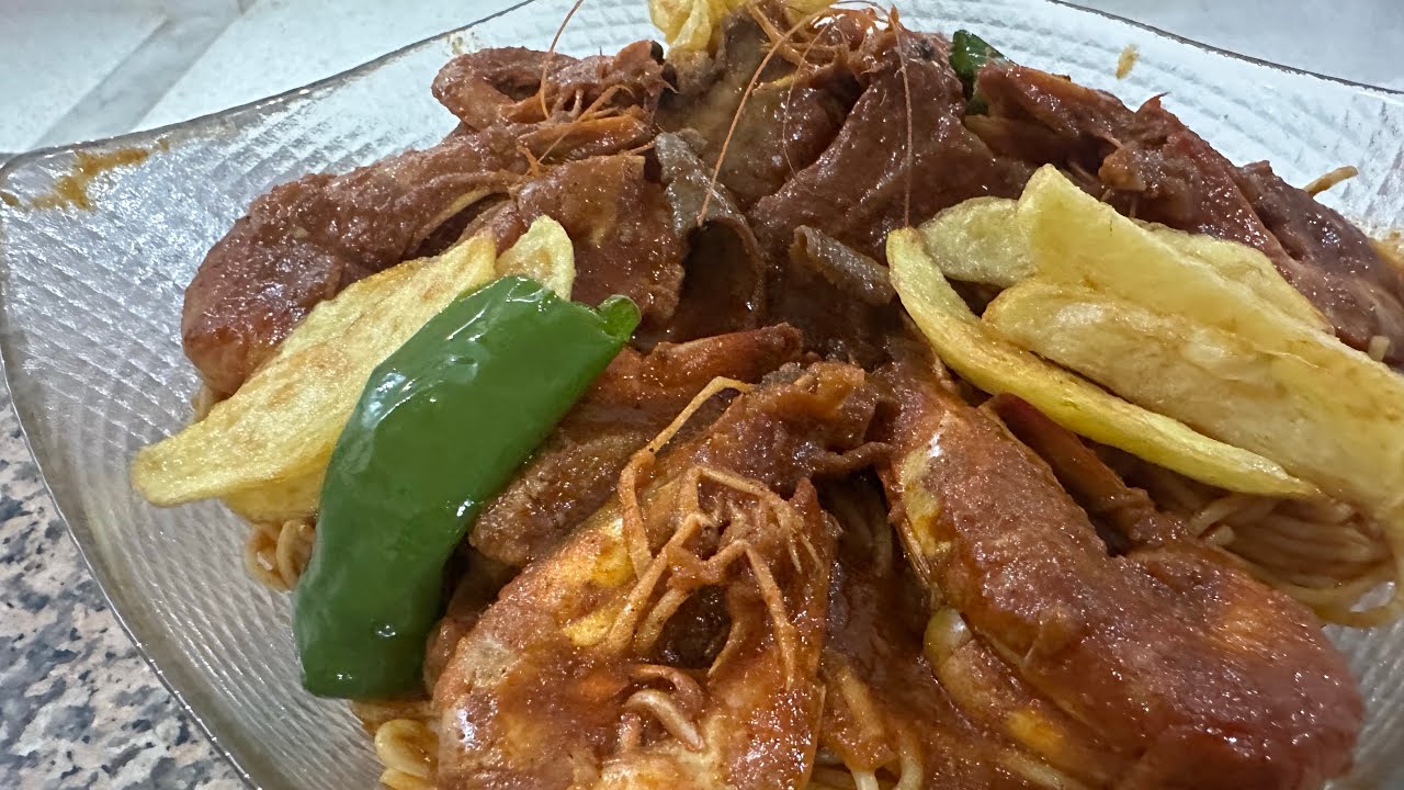 معشوقة الجميع❤️مقرونة بغلال البحر فيحة وريحة🦐🦐🦐