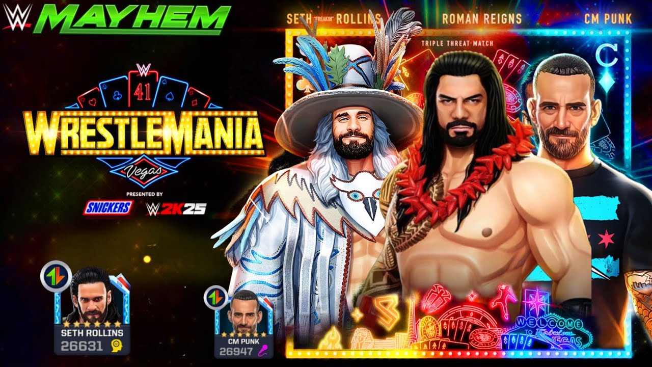 WWE WrestleMania 41 Roman Reigns Vs CM Punk Vs Seth Rollins WWE MAYHEM