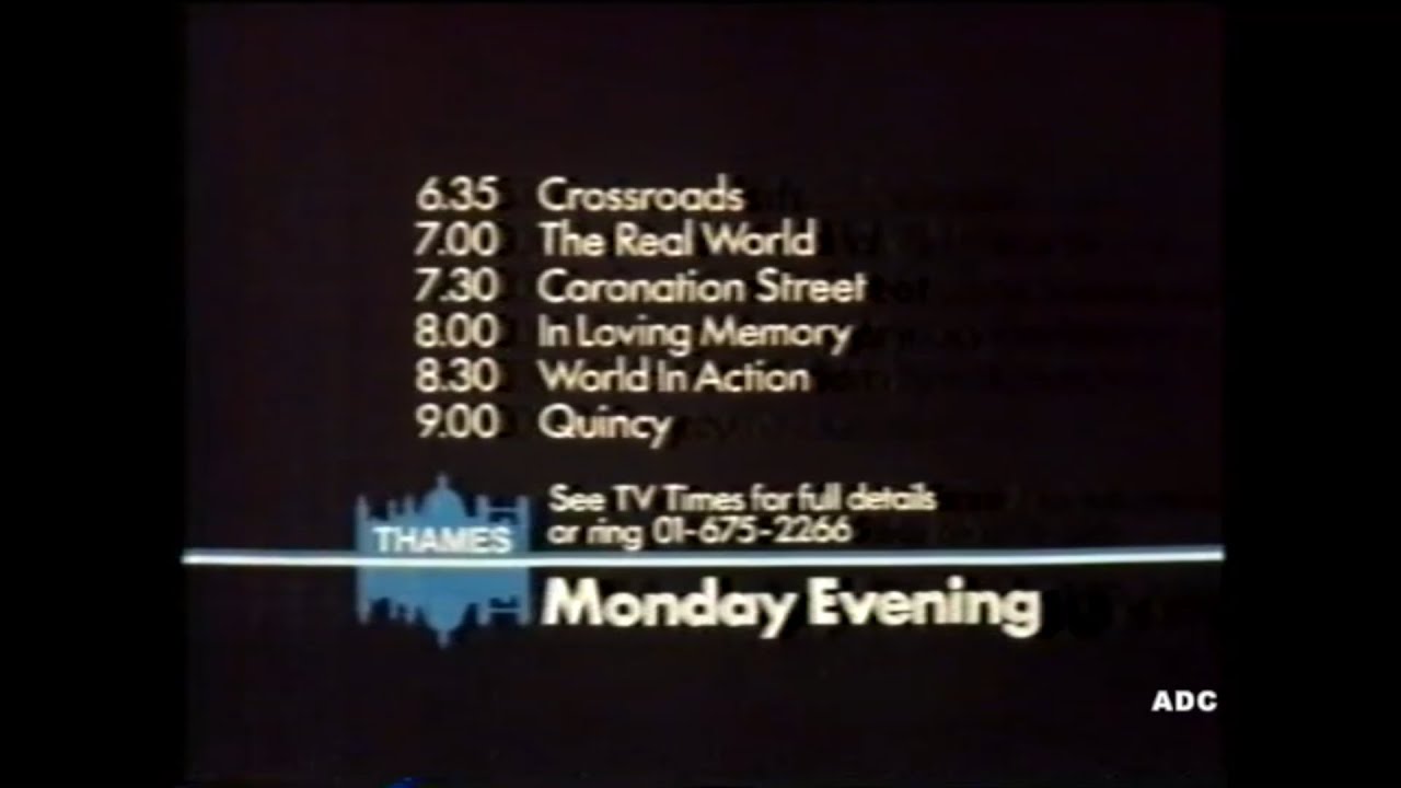 Thames menu announcer Tom Edwards & adverts 28th November 1983 1 of 2