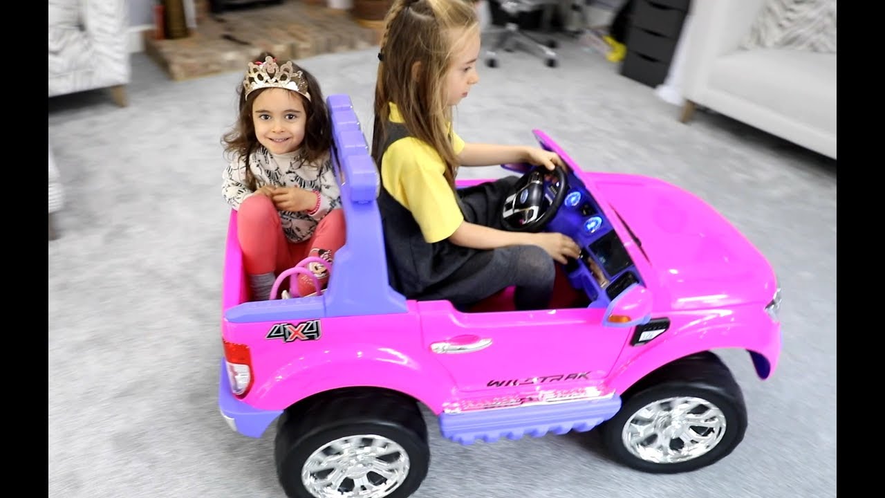 Driving PINK Power Wheels Ride on Car