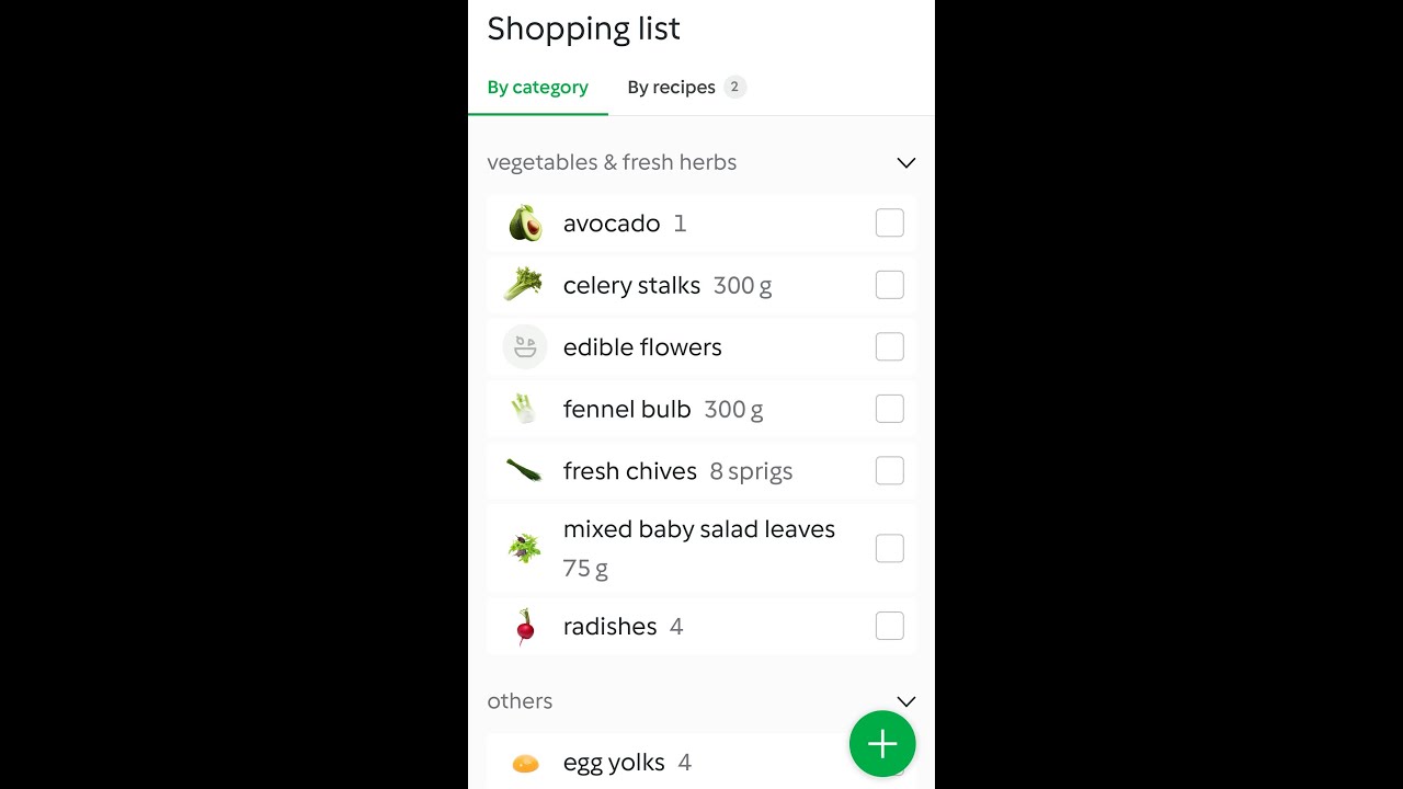 Cookidoo Shopping list