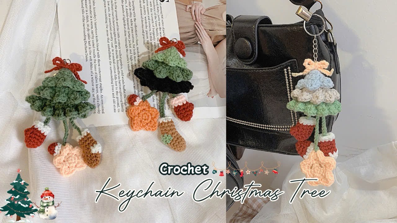 Crochet Christmas Tree Keychain | Móc Len Móc Khoá Cây Thông Noel | Móc Len Giáng Sinh