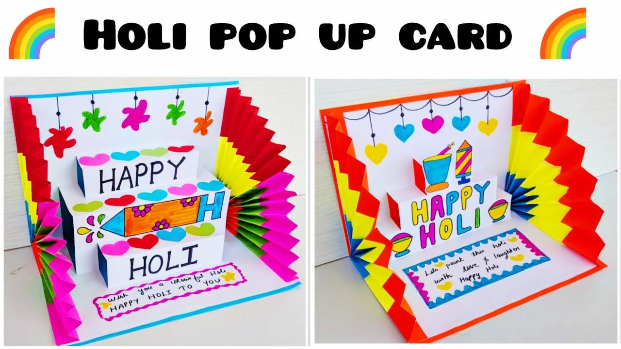 Top 2 Holi pop up card ideas 2026 l handmade holi greeting card ideas l diy holi card making ideas l