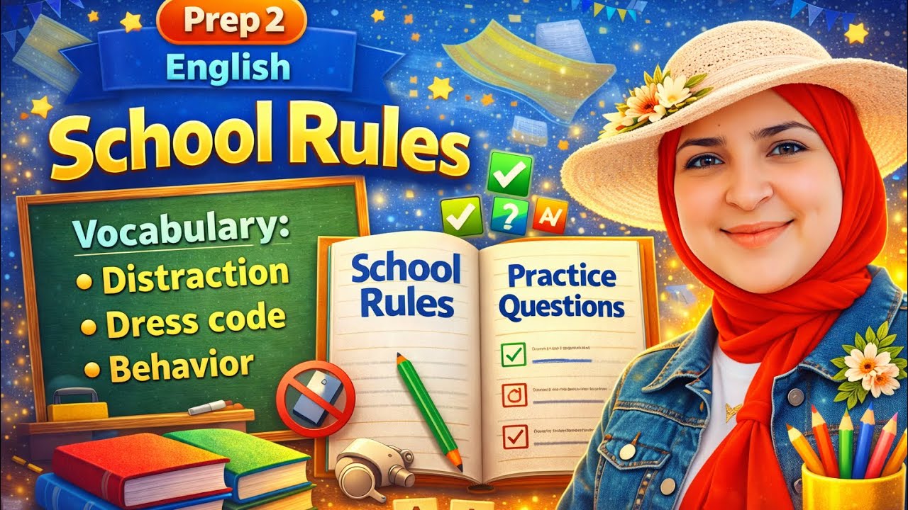 School Rules | Prep 2 English | Vocabulary & Explanation + Practice Questions 📚