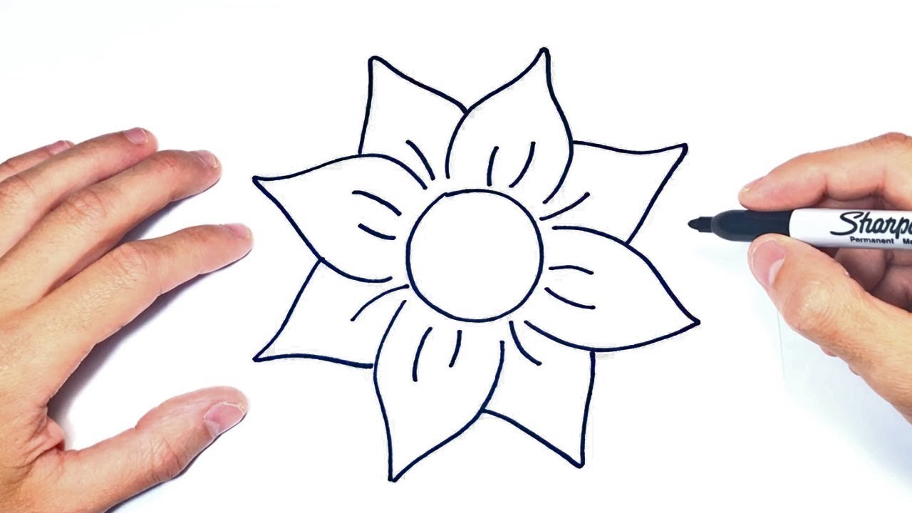 Cómo dibujar una Flor Linda Paso a Paso | Dibujo de Flor Bonita
