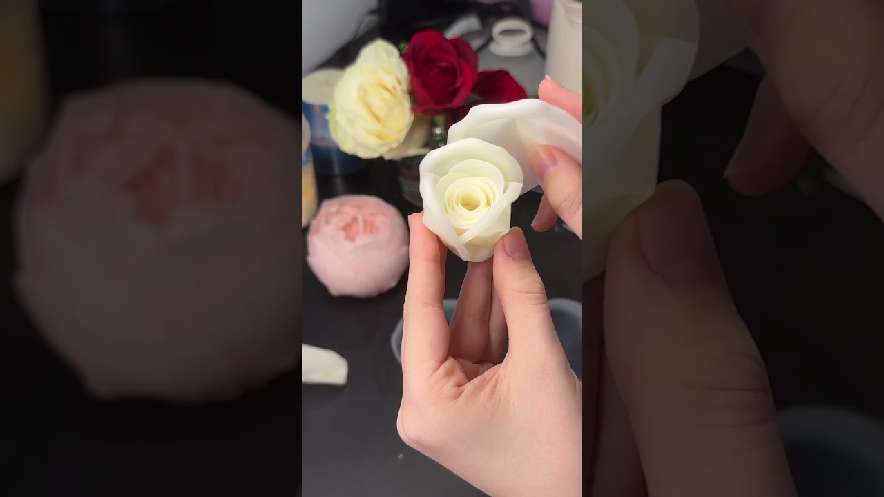 Make a rose candle with me #candlemaking #candlemaking #flowercandle