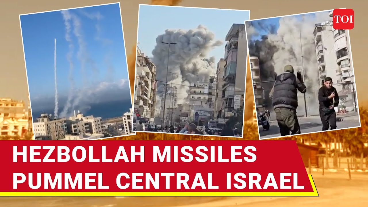 Central Israel Under Attack: Missiles Pummel Tel Aviv Suburbs; Hezbollah Bombs North | Watch