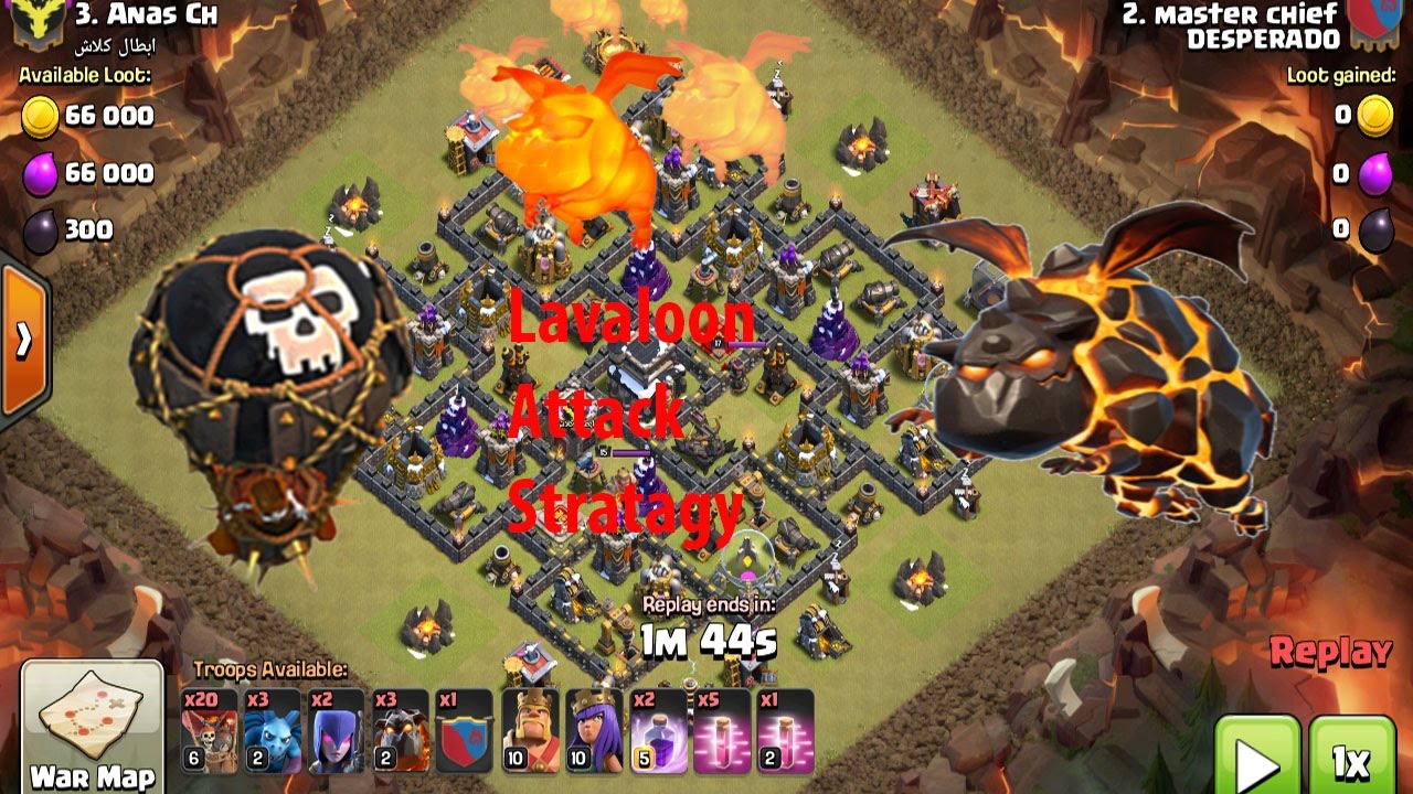 Clash of Clans th9 strategy with 3 star (Lavaloon Attack)