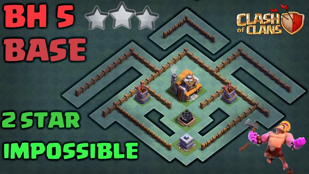 ⚔BH5 Base-Builder Hall 5 | IMPOSSIBLE 2 STAR With Replay Anti Giant Anti Barcher Anti Air Troops