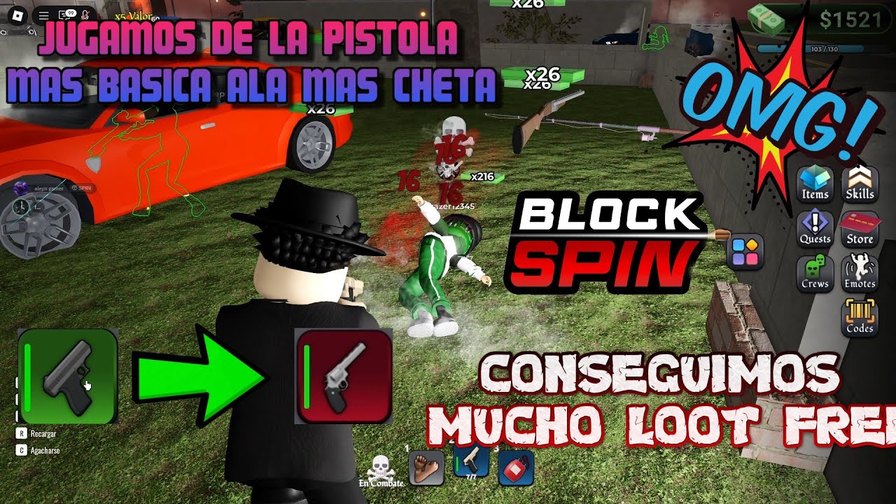 🔥BLOCK SPIN🔥WE PLAY WITH THE MOST BASIC GUN TO THE MOST CHEATED ONE WE GET A LOT OF FREE LOOT🔴🔴😮😮😲🔪🔪