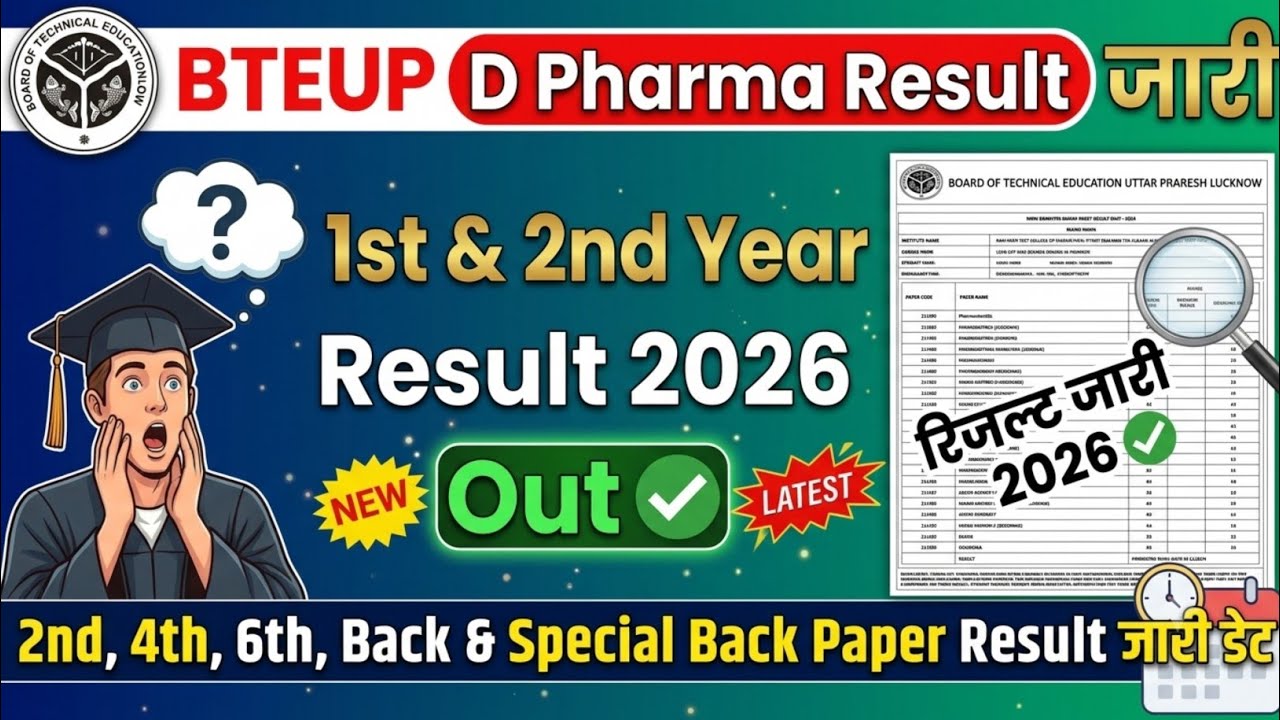 Bteup Result 2026 | Bteup Even Sem Result 2026 | D Pharma Result 2026 | Special Back Paper Result