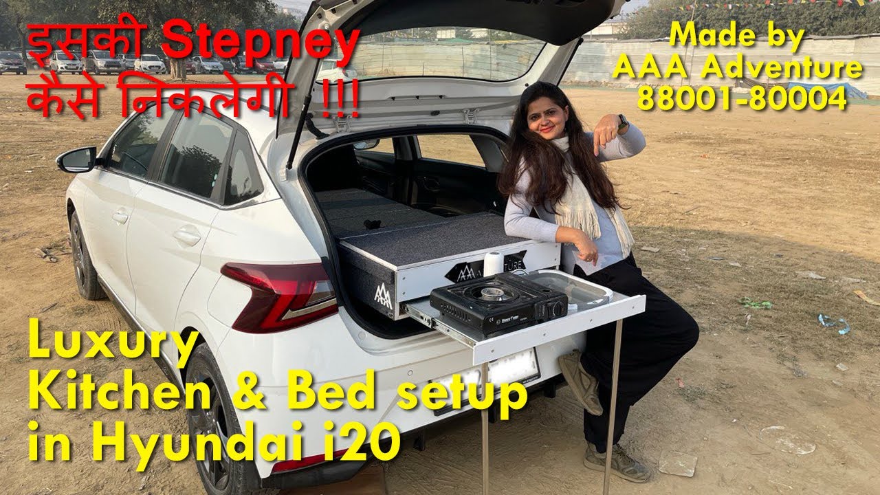 इसकी Stepney कैसे निकलेगी  ..!! Luxury Kitchen & Bed setup in Hyundai i20 #luxonthetrail #roadtrips