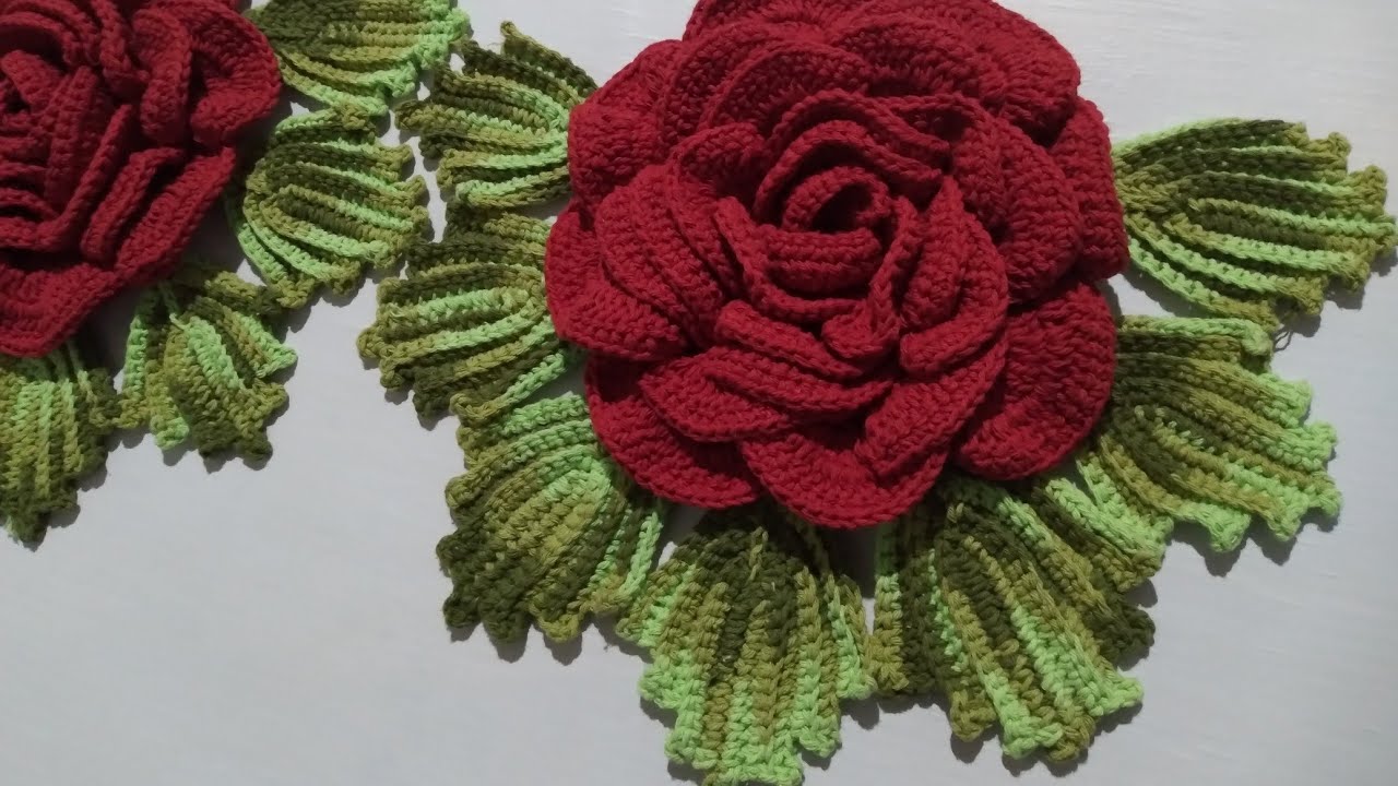 #passoapasso #comofazer aplicação de folhas de #croche  na mega  rosa
