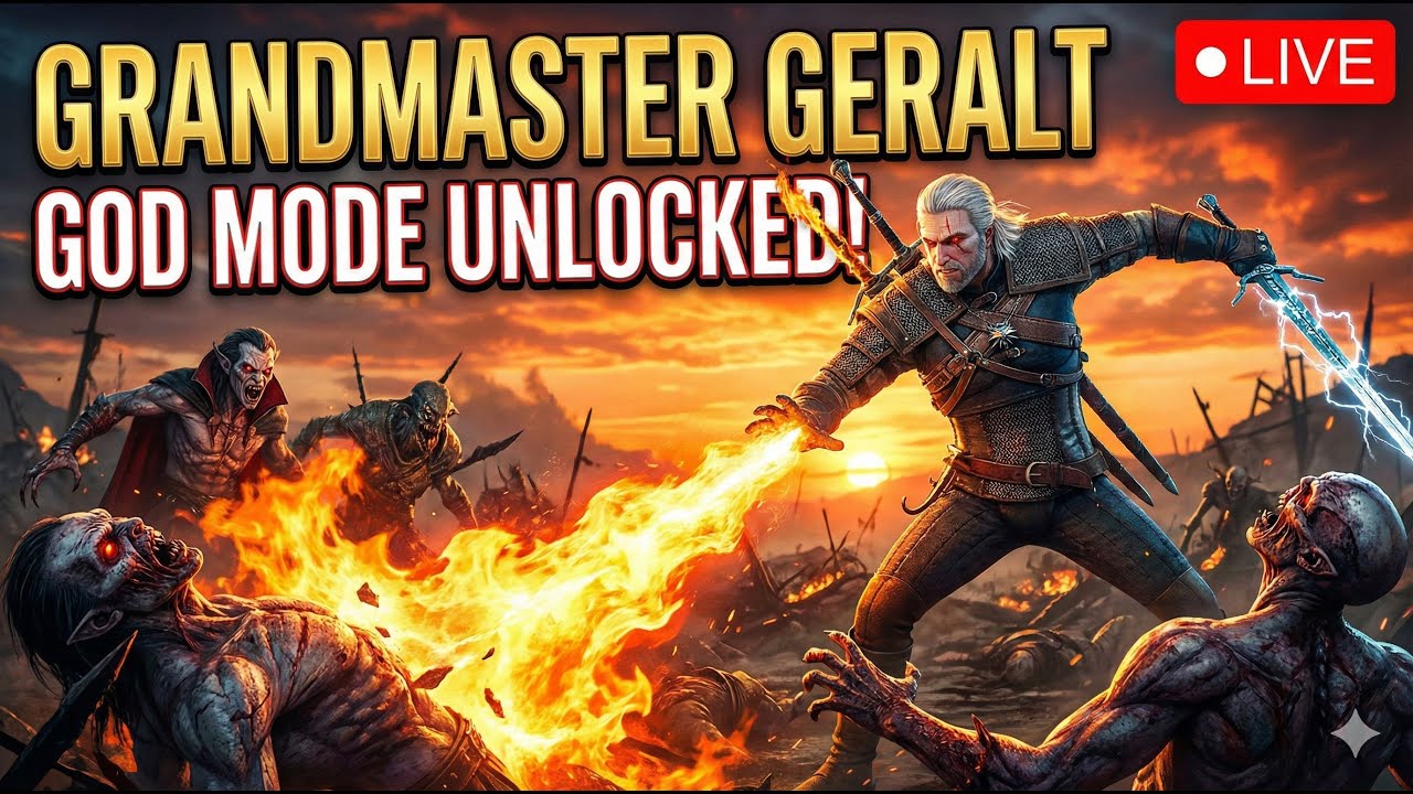 GOD LEVEL GERALT! 💀 Grandmaster Rank Quest & Insane Action | Witcher 3 Live #live #gaming