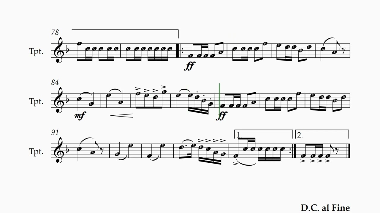 เพลงมาร์ชราชวัลลภ Trumpet in Bb 1