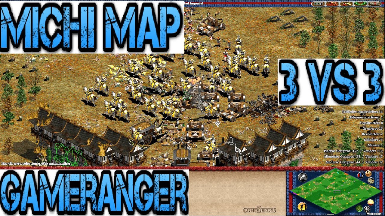 Age of Empires 2 Conquerors - Michi map 3 vs 3 - Gameranger + Hacker  ([Eif] Saamraat)