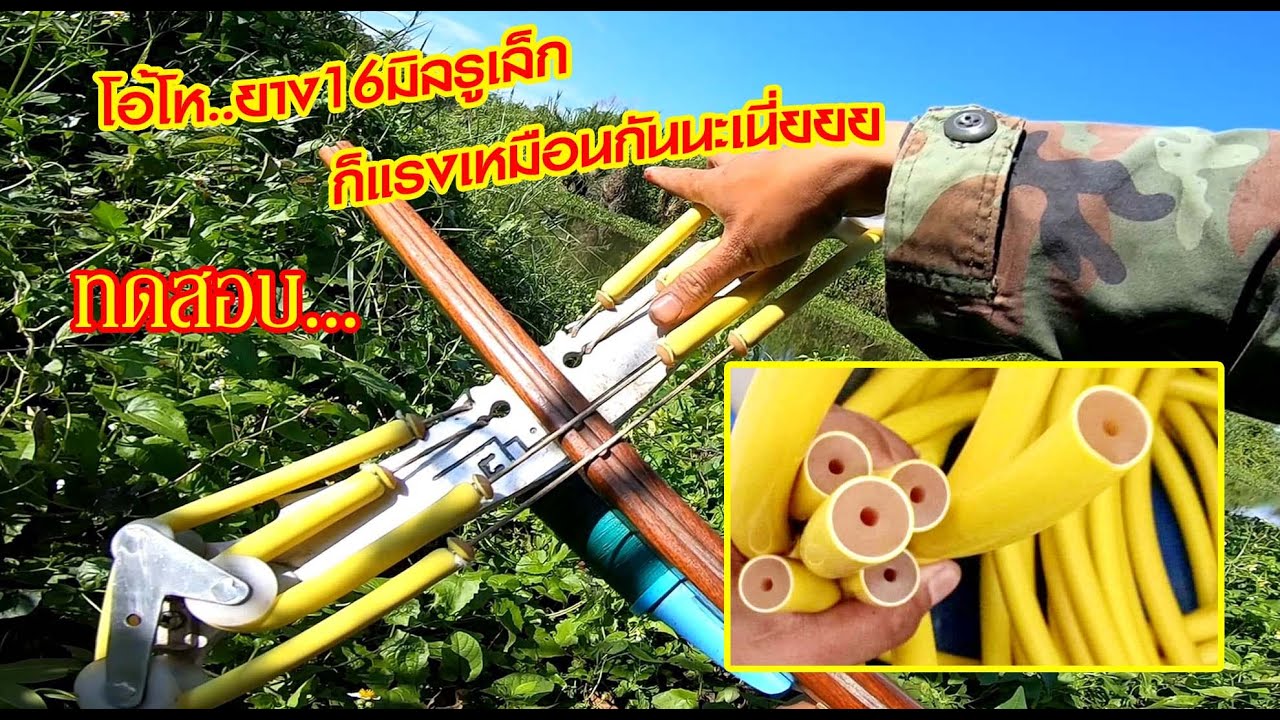 #ยิงปลา รีวิวทดสอบ ยางยิงปลา16มิลรูเล็ก ขึ้นยางทีหน้าสั่น!!! (Crossbow fish) : คนหาปลา