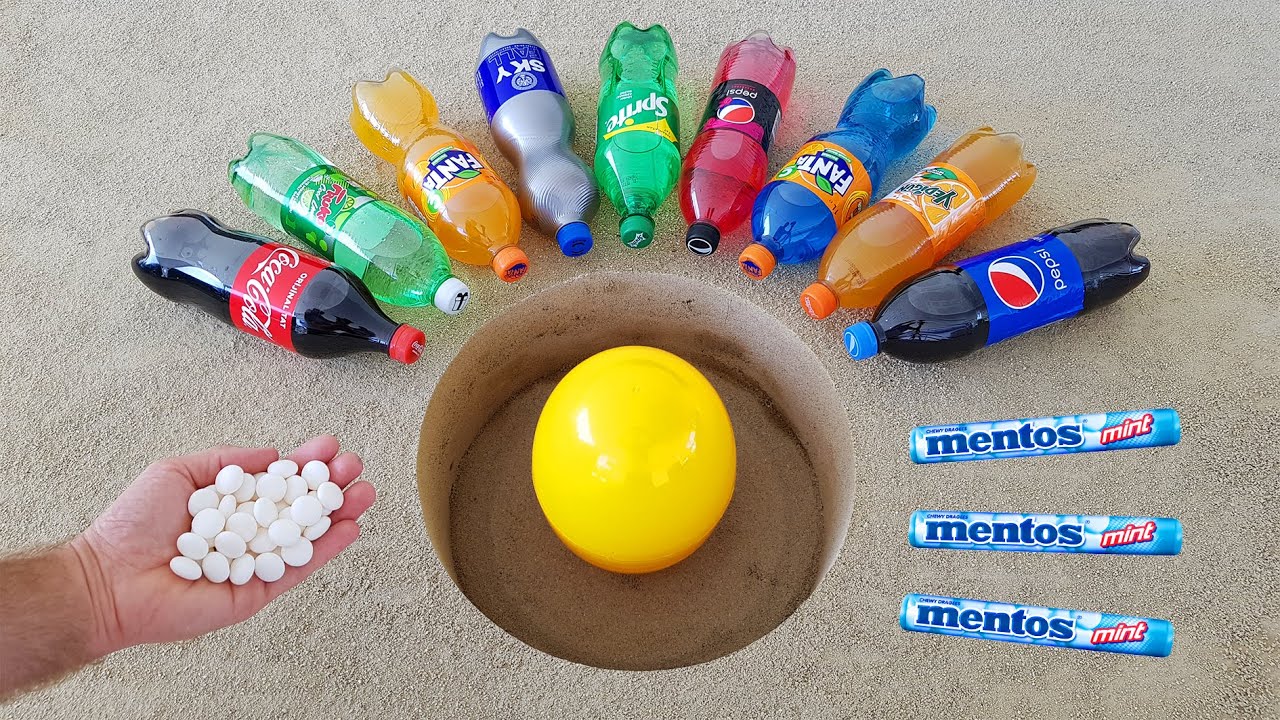 Experiment !! Surprise Eggs VS Cola, Fanta, Pepsi, Fruko, Sprite, Yedigün and Mentos Underground