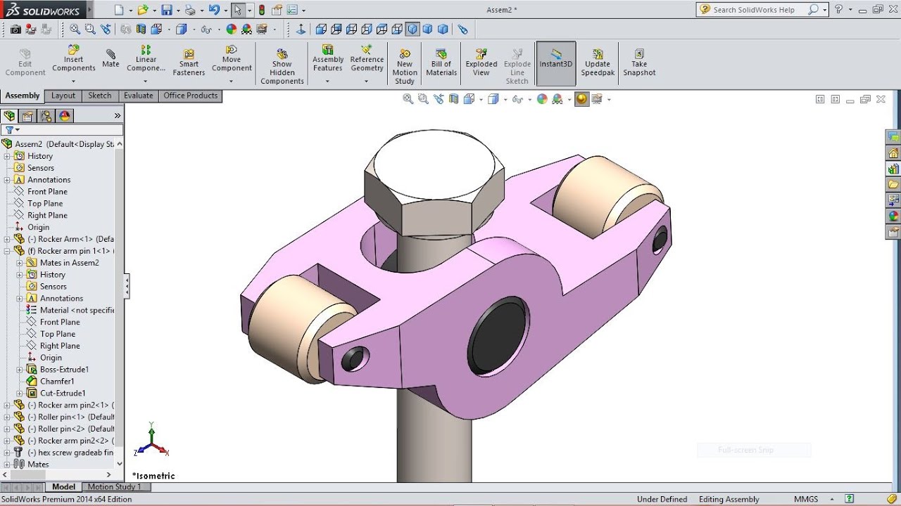 SolidWorks Tutorial Engine Rocker Arm Assembly