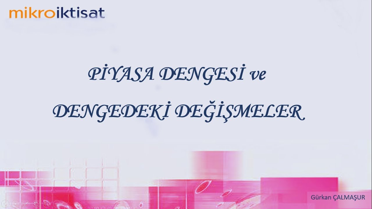 Mikro İktisat (Piyasa Dengesi ve Dengedeki Değişmeler)