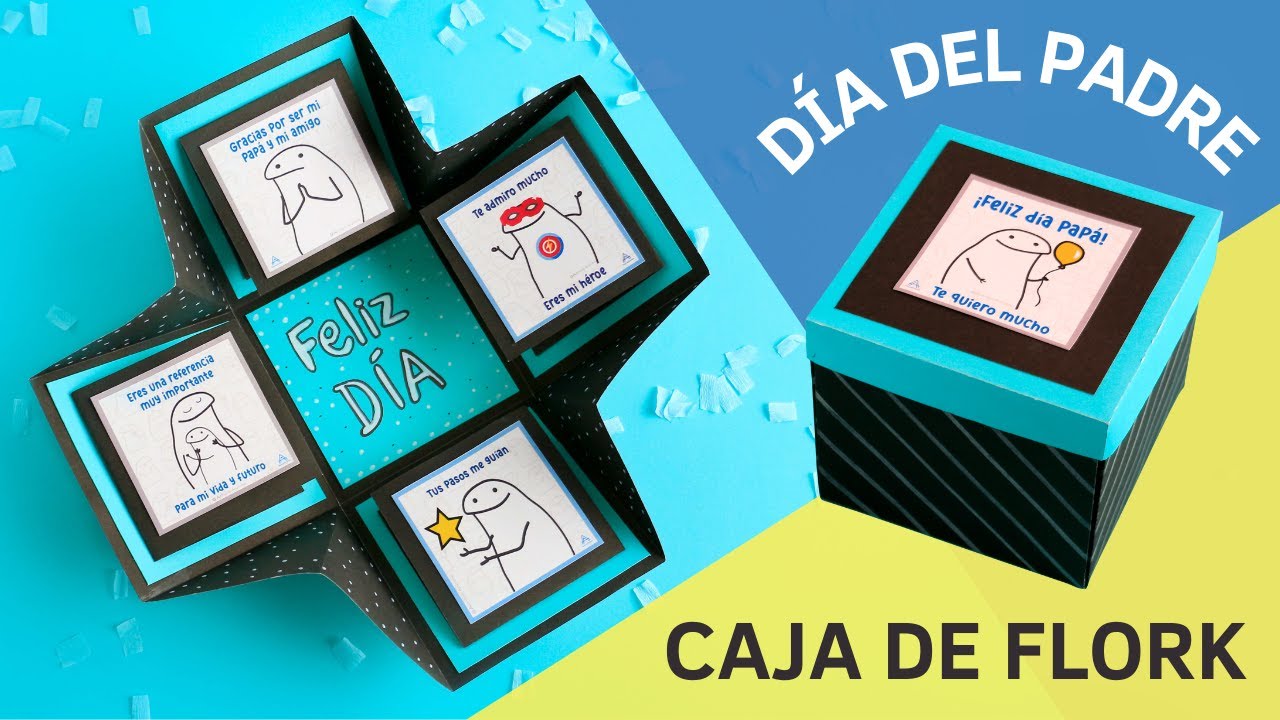 🔵Caja sorpresa explosiva para papá 🔵Caja de regalo con frases de Flork para el día del padre
