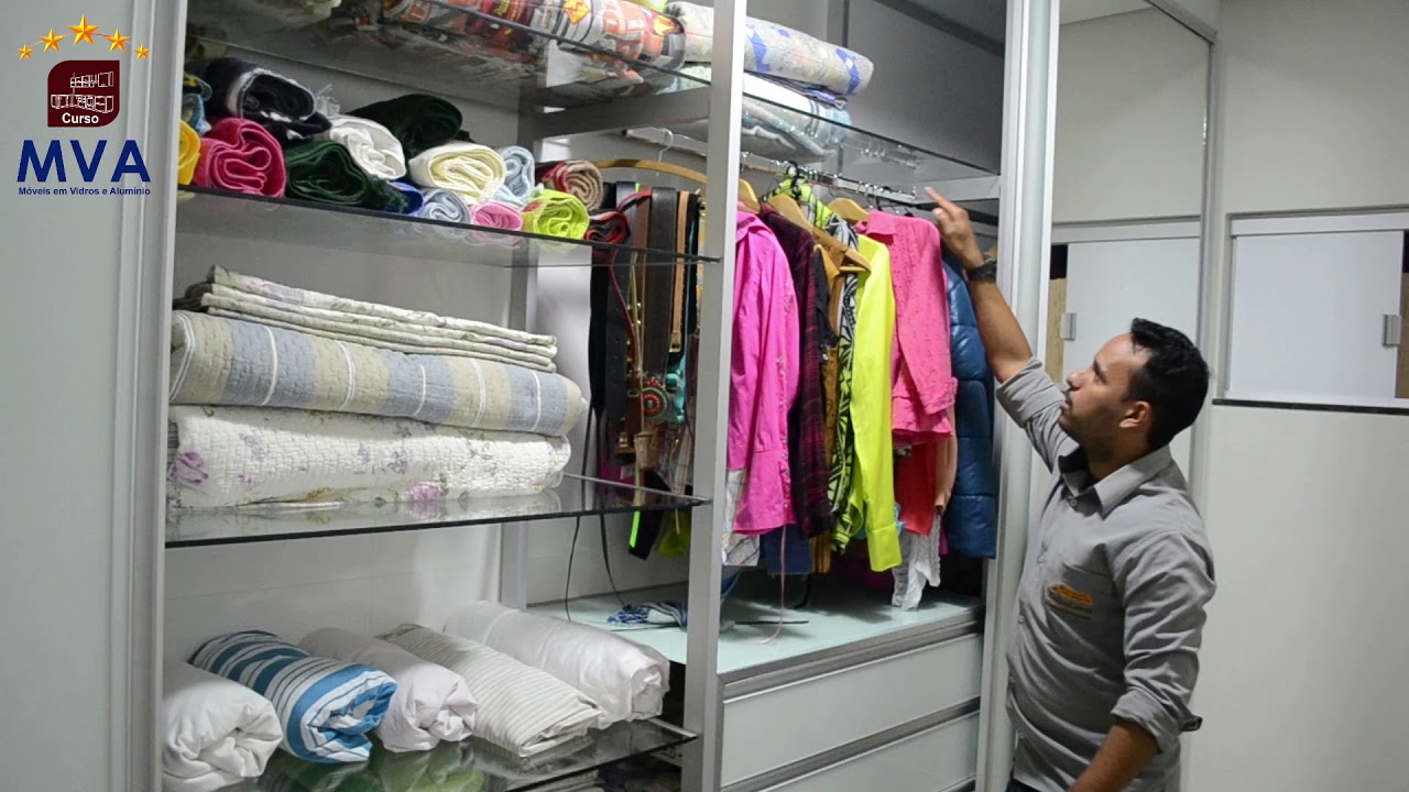 Armário de Quarto em Vidro e Alumínio - Guarda-Roupa de vidro