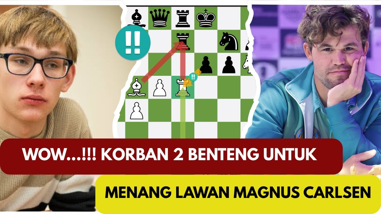WOW...!!! DENIS LAZAVIK BERANI KORBAN 2 BENTENG LAWAN MAGNUS CARLSEN. #chess #catur #chessgame