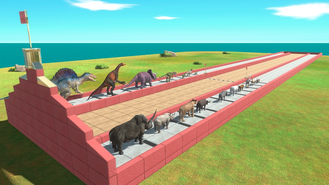 Relay Race Dinosaurs vs Mammals - Animal Revolt Battle Simulator