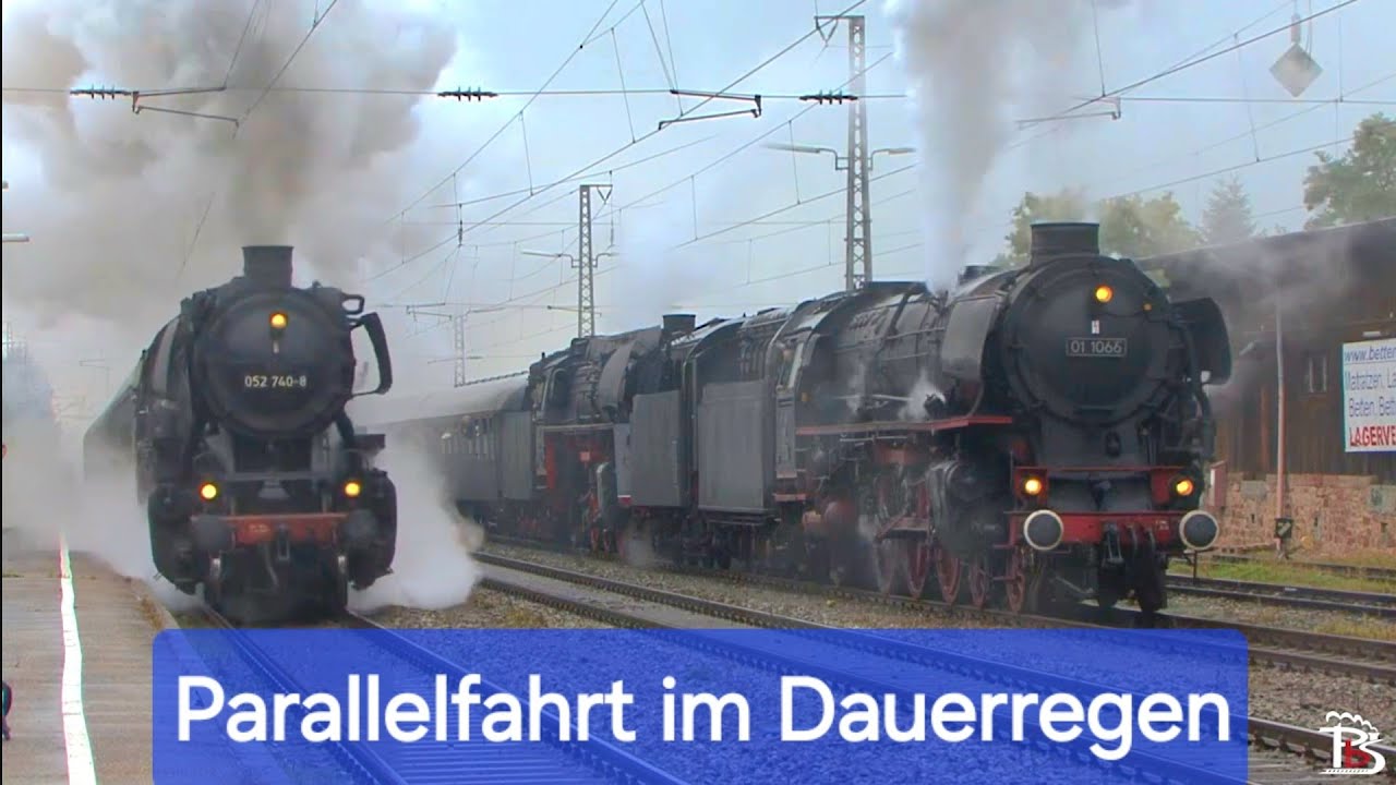 Parallelfahrt im Dauerregen - 3 Dampfloks donnern durch den Schwarzwald