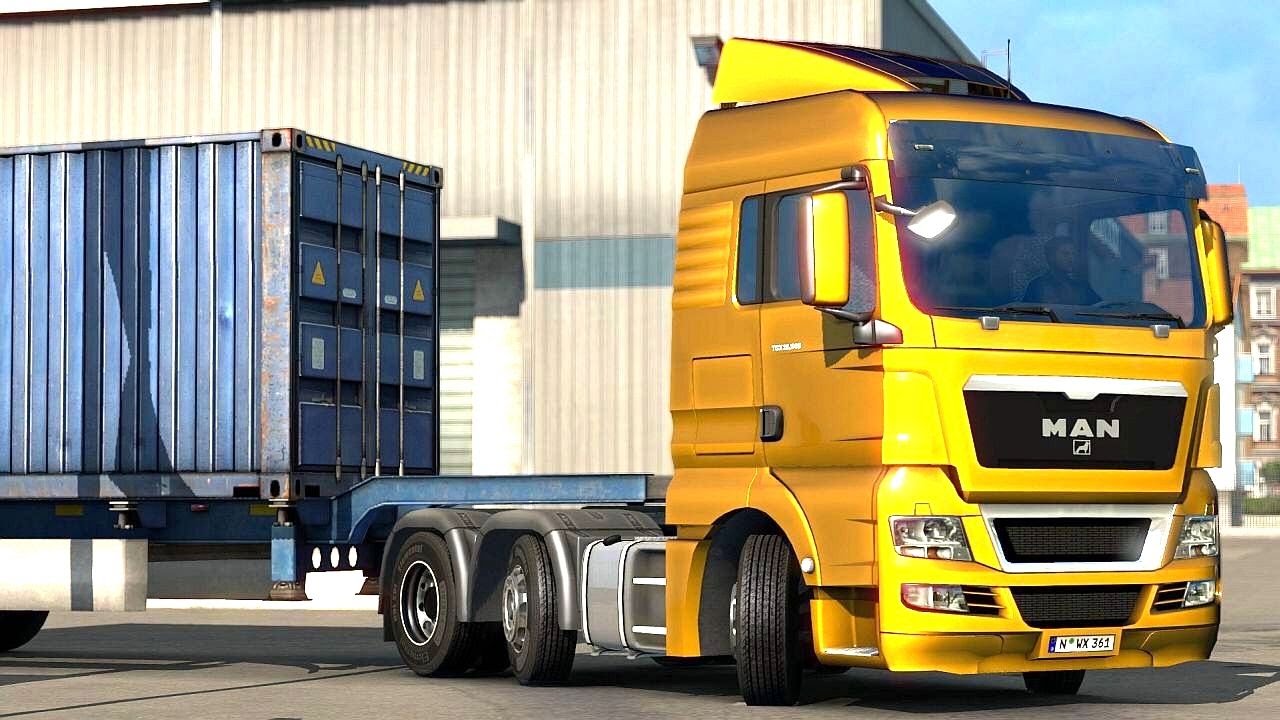 Euro Truck Simulator 2 - MAN TGX XLX Picking Up a Container Trailer