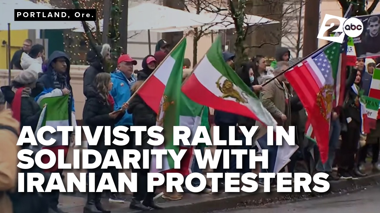 Activists rally in Downtown Portland in solidarity with protesters in Iran