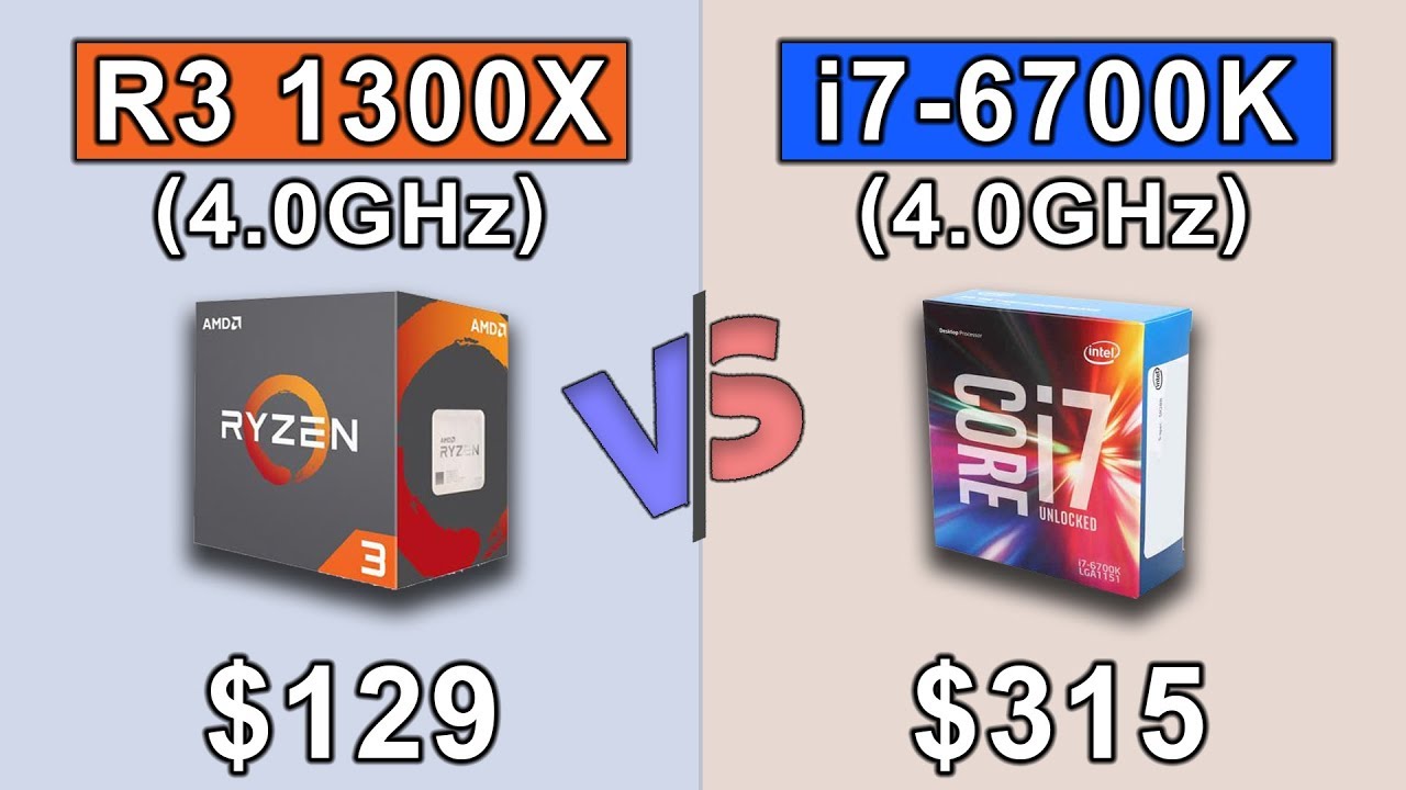 RYZEN 3 1300X OC (4.0GHz)  vs  i7 6700K (4.0GHz)  ||  1080p and 2160p Gaming Benchmarks