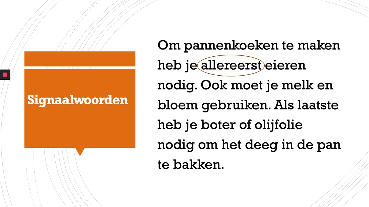 Instructiefilmpje  het opsommend tekstverband