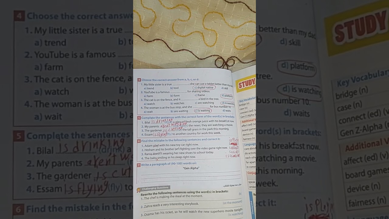 حل صفحة 25 و26 من كتاب جيم للصف الثاني الاعدادي انجليزي حل اختبار على الدرس الاول والثاني في unit 1 