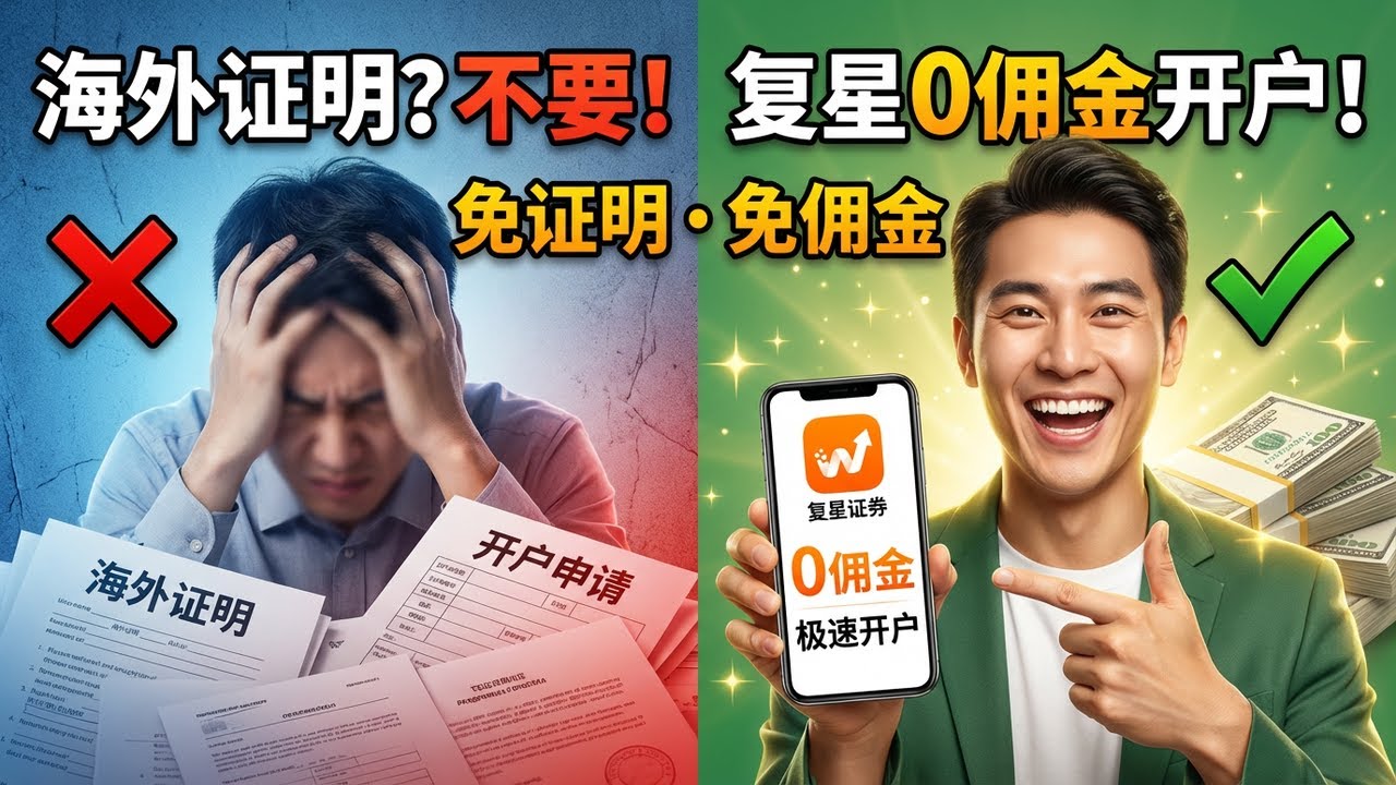 别再找海外证明了！复星证券开户免证明,免佣金