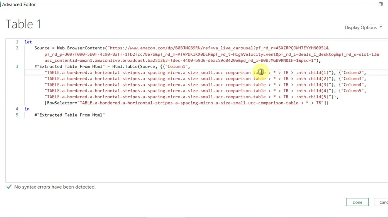 Extract Ratings and Review Count From Amazon Using PQ: Html.Table Function