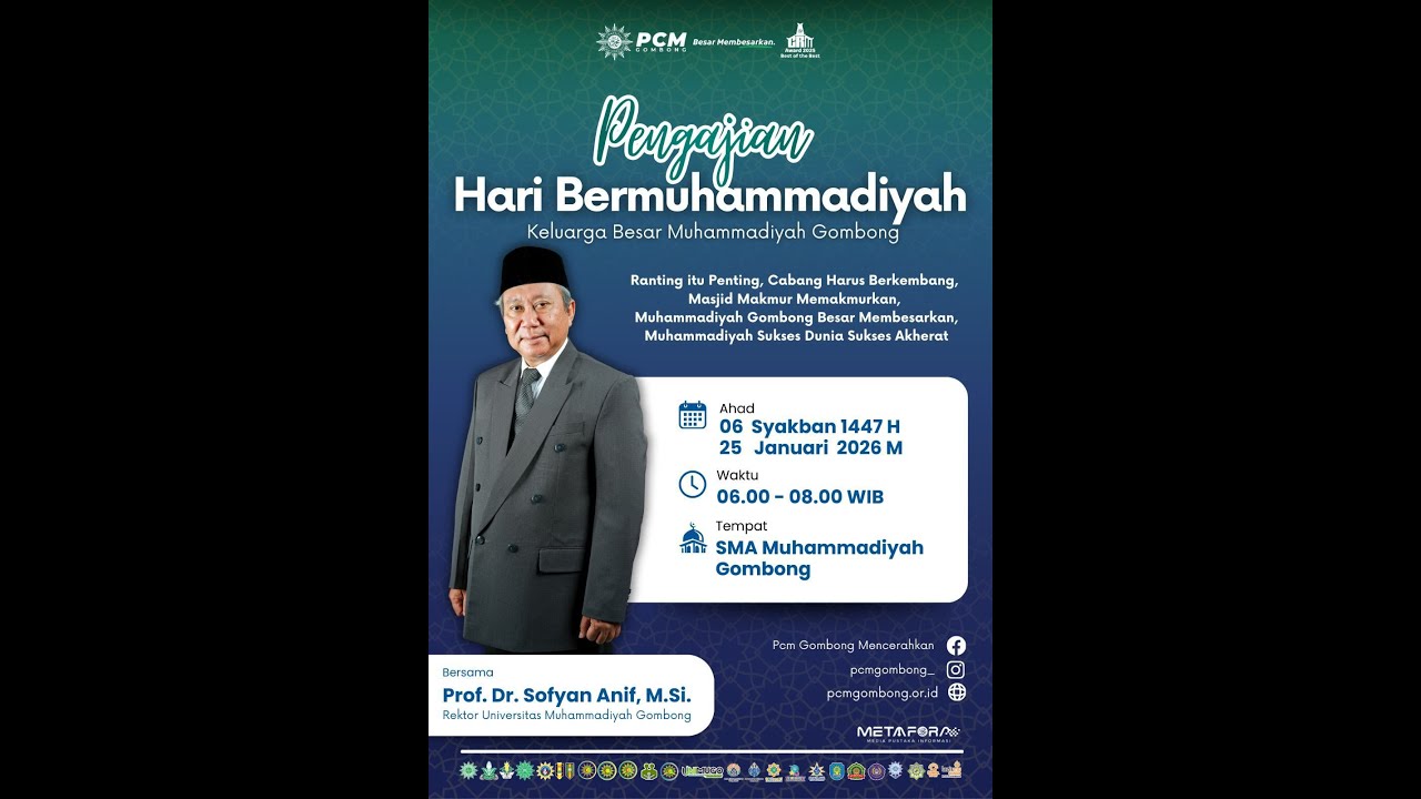 Pengajian Hari Bermuhammadiyah bersama USTADZ Prof. Dr. Sofyan Anif, M. Si. (Rektor UNIMUGO)