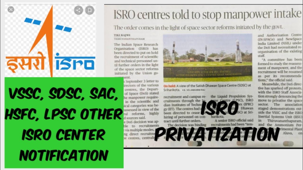 isro vssc, sdsc, sac, lpsc, hsfc other isro center notification 2021