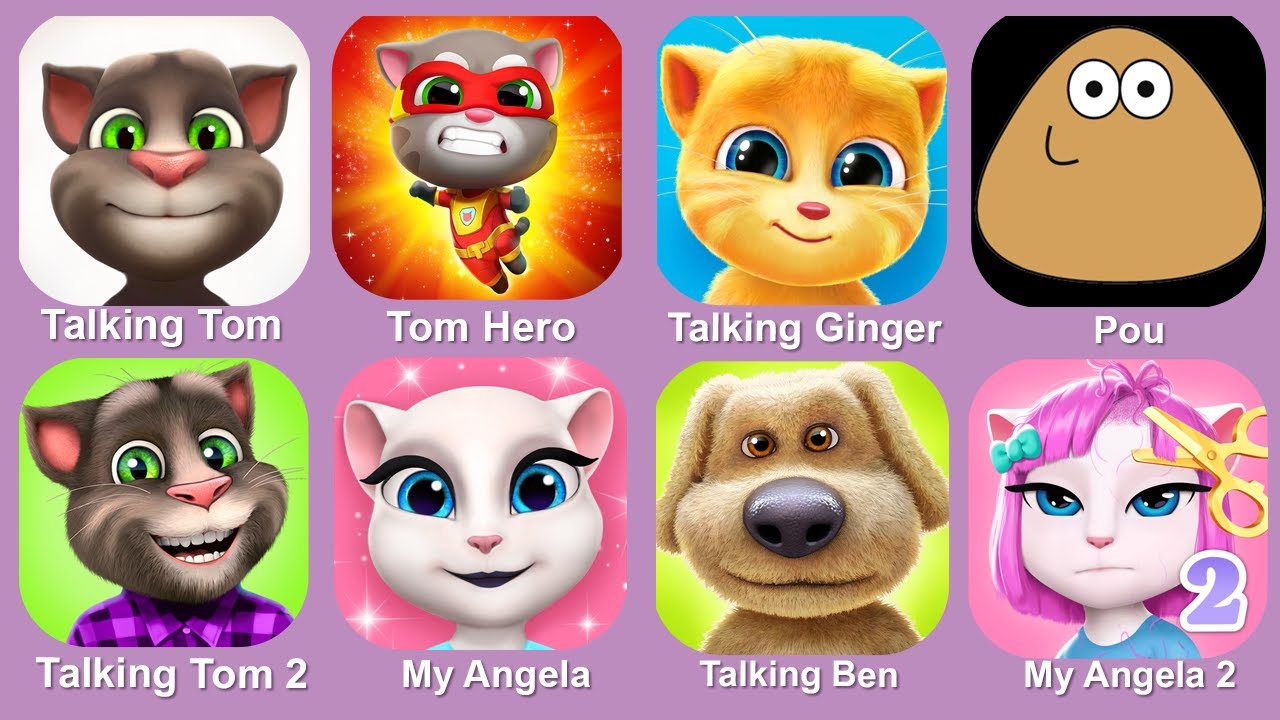 Talking Tom,KPop Demon Hunters,Roblox,Talking Tom Heroes,Talking Angela,Tom Gold Run,Talking Ben,POU