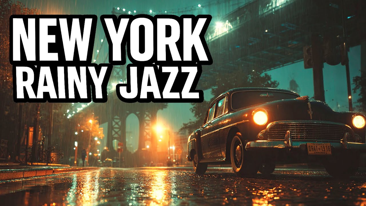 New York Rainy Jazz for Late Drives 🗽🚘 Lounge Music • Bridge-Lamp Haze