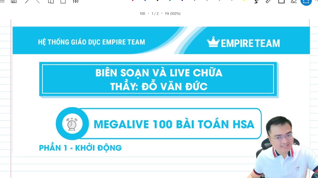 Chữa chi tiết 100 câu bài toán HSA - Mega Livestream Thầy Đỗ Văn Đức