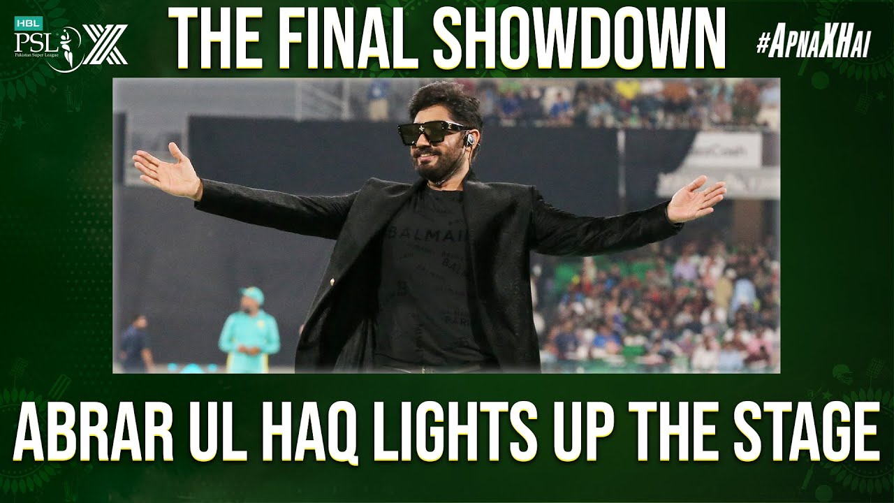 Abrar Ul Haq lights up the stage with his performance during #QGvLQ at Gaddafi Stadium Lahore 🏟️