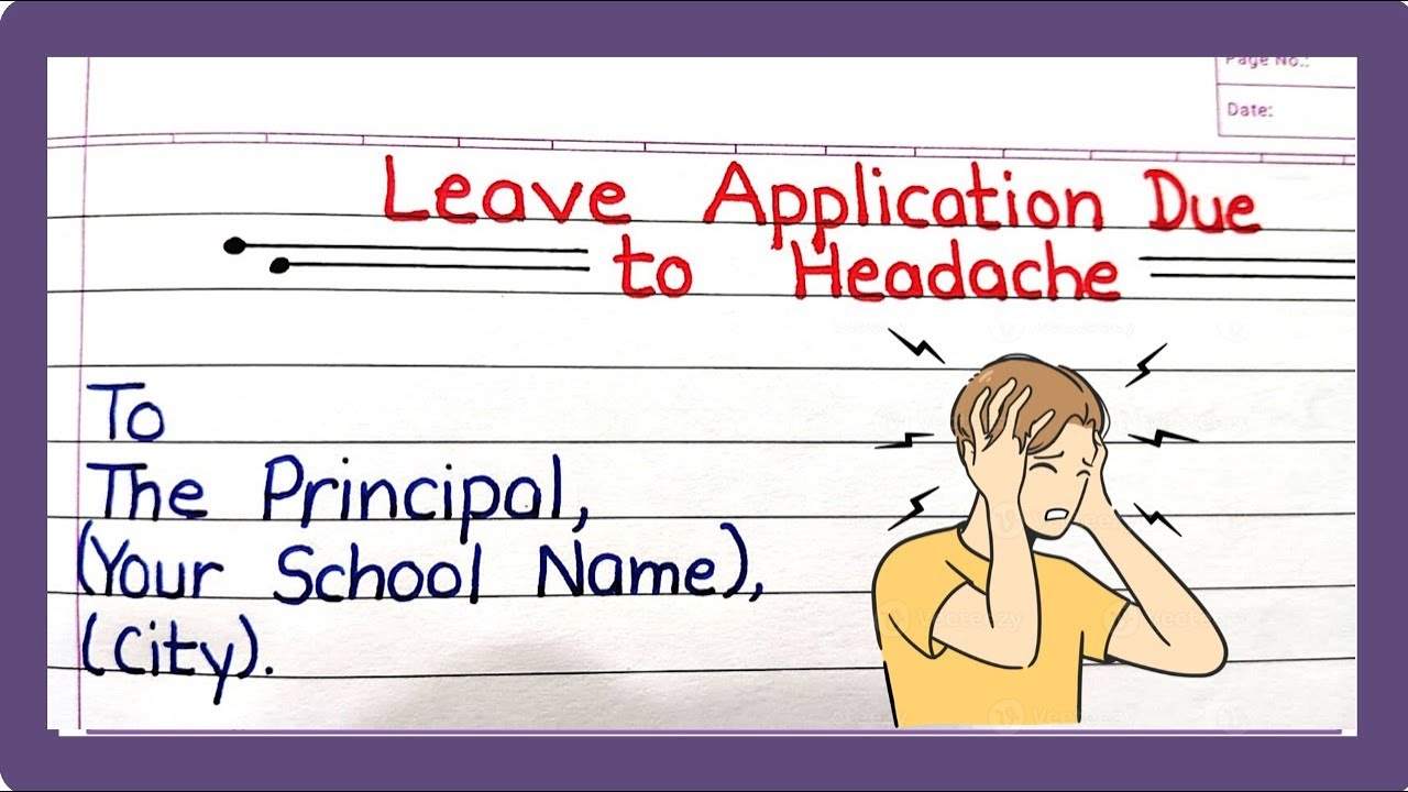Leave Application For School Headache in English | Head Pain Application to the Principal | Letter
